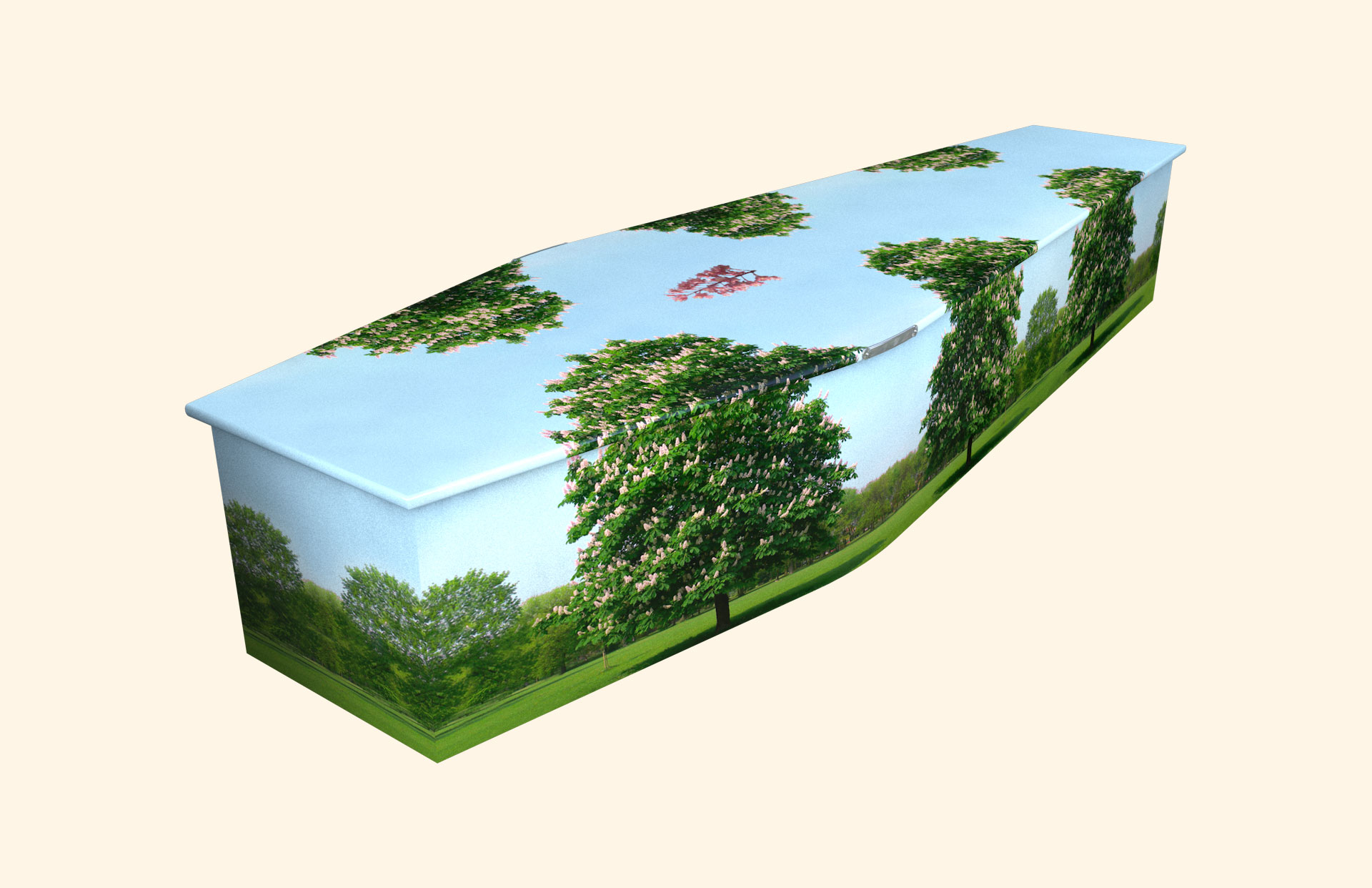 Chestnut Trees design on a traditional coffin